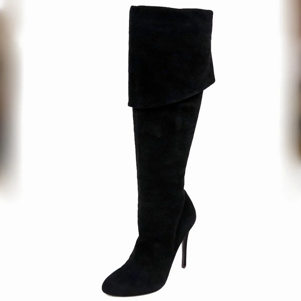 Ralph Lauren Collection Purple Label Tall Suede Heeled Boots - Picture 2 of 14